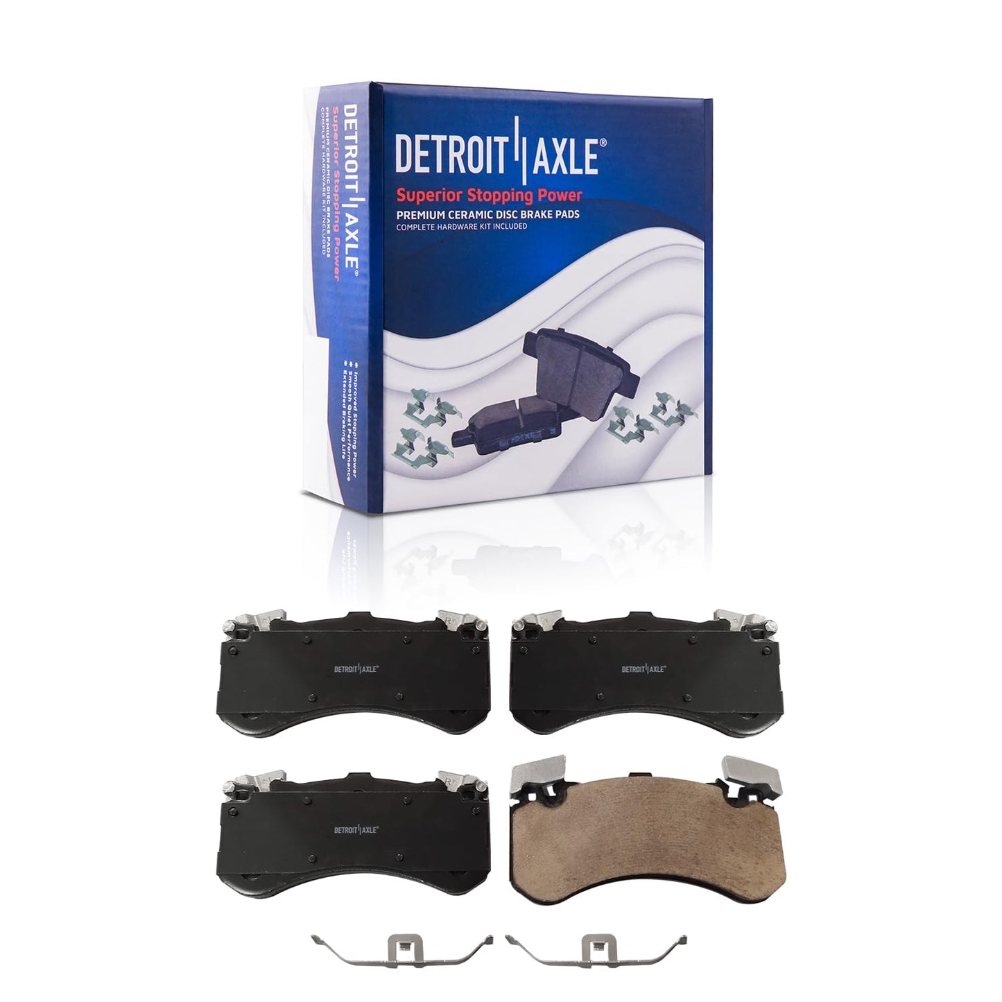 Detroit Axle - Rear Brake Pads for 2019-2024 Chevy Silverado 1500 GMC Sierra 1500, 2021-2024 Tahoe Suburban Yukon XL Cadillac Escalade ESV, Canyon LYRIQ Colorado, Ceramic Brake Pads with Hardware