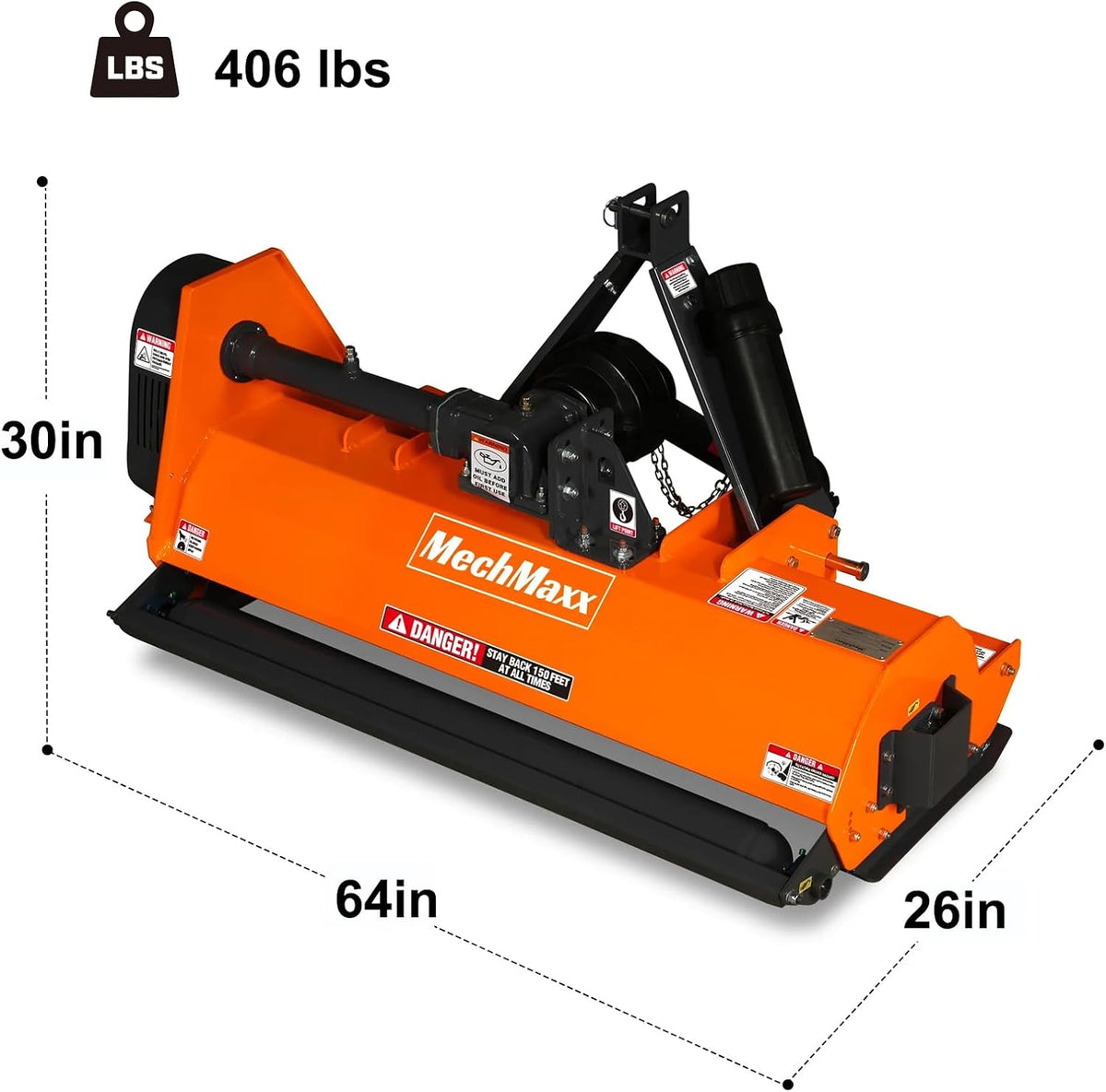 60'' inch PTO Powered 3 Point Standard Duty Flail Mower for 15-35hp Tractor, NOT Suitable for Quick Hitch, Model EFS60