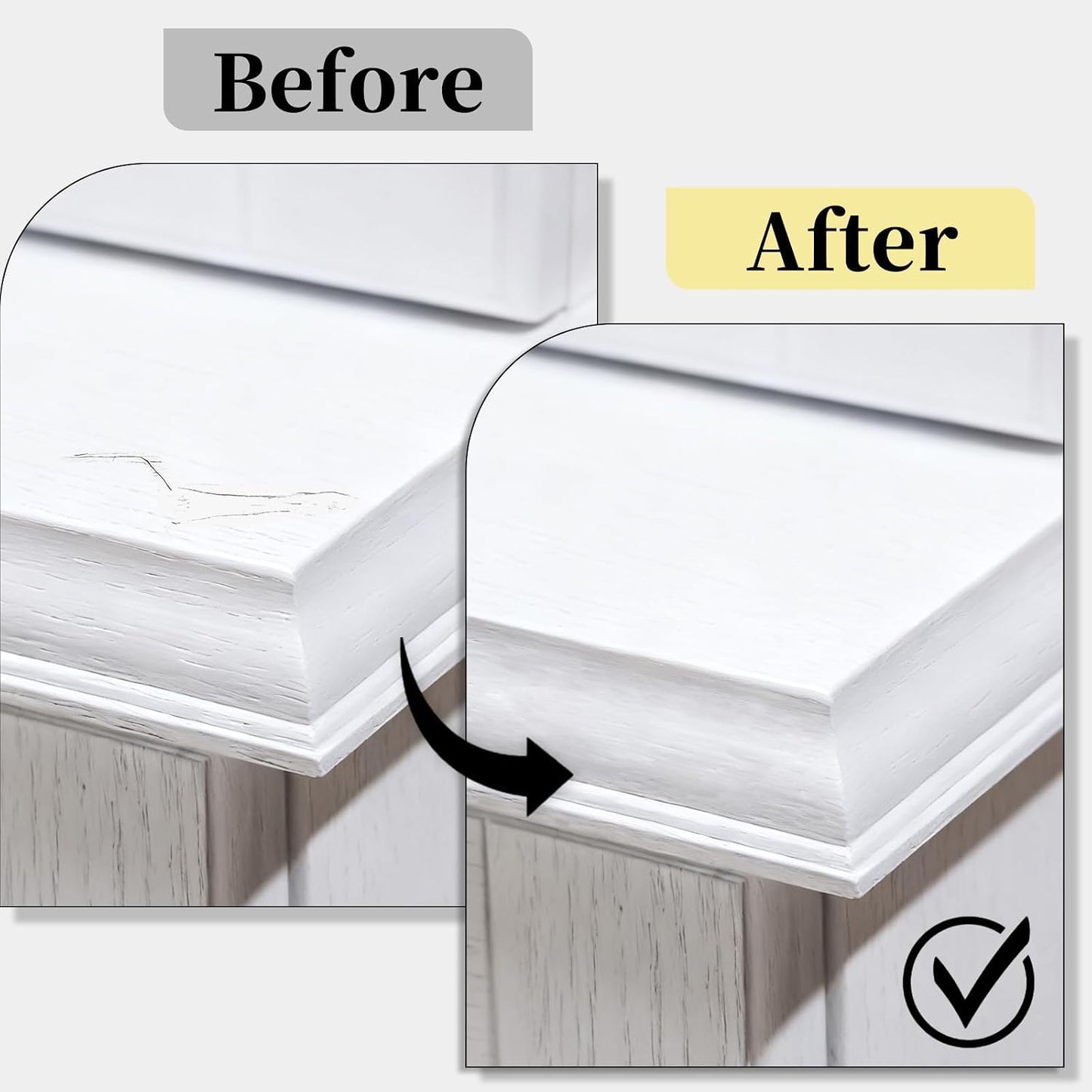 Wood Touch Up Paint - 1 Oz Touch Up Paint Pen for Wood Refinishing, Quick-Dry Paint for Scratches, Spots and Chips on Furniture, Tables,Cabinets, Doors, and Dressers (White)