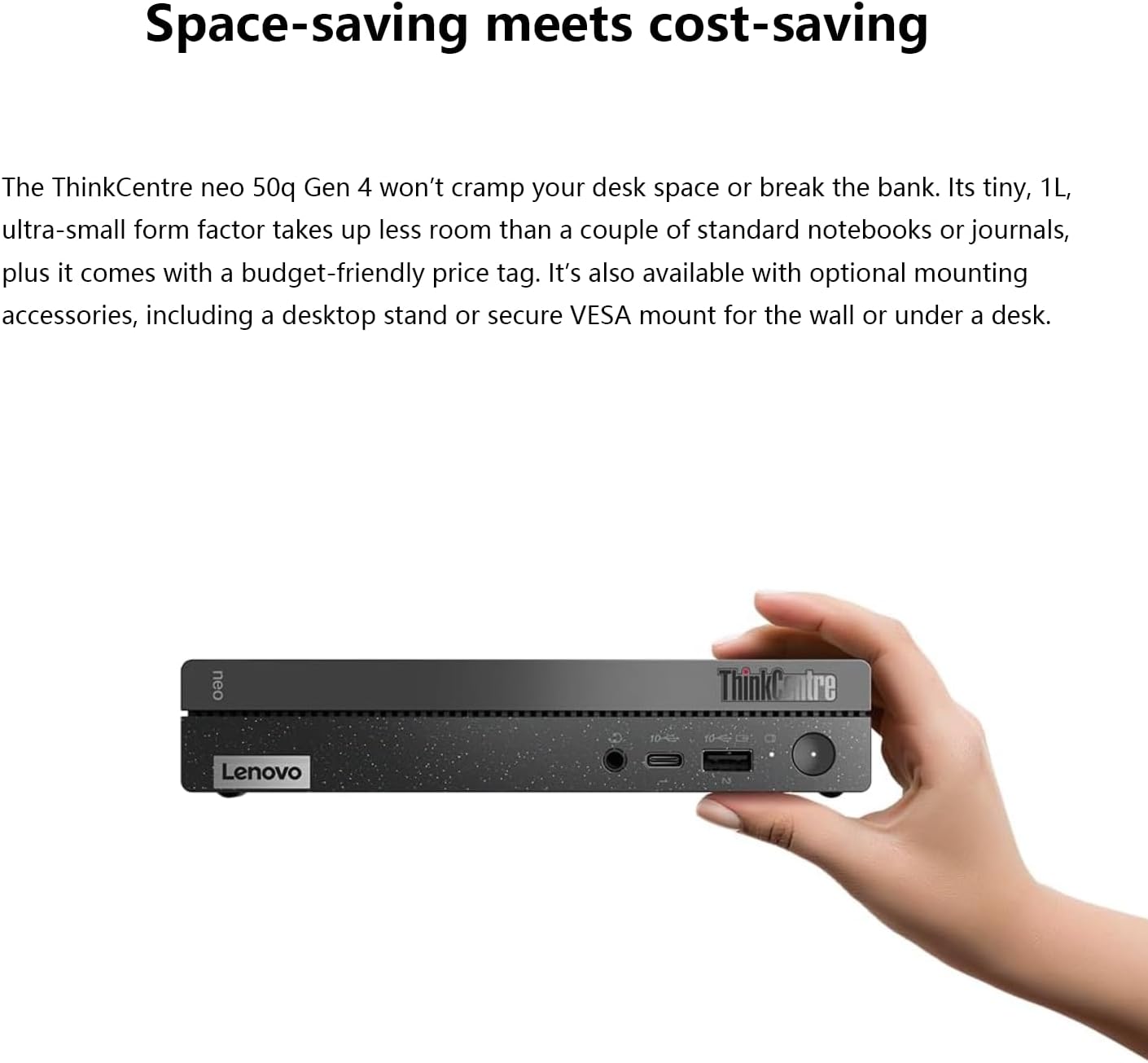 Lenovo ThinkCentre neo 50q Gen 4 Business MFF Desktop, 13th Gen Intel Core i5-13420H, 16GB RAM, 512GB PCIe SSD, Display Port, HDMI, RJ-45, Wi-Fi, Windows 11 Pro
