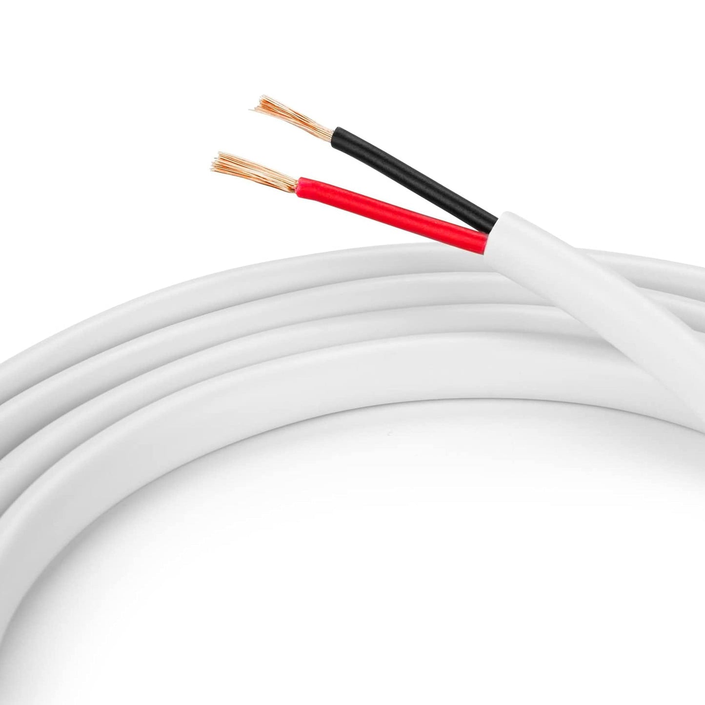 Cmple - 50FT 12AWG Speaker Wire Cable with 2 Conductor Speaker Cable (CCA) Copper Clad Aluminum CL2 Rated In-Wall Speaker Wire for Home Theater & Car Audio - 50 Feet, White