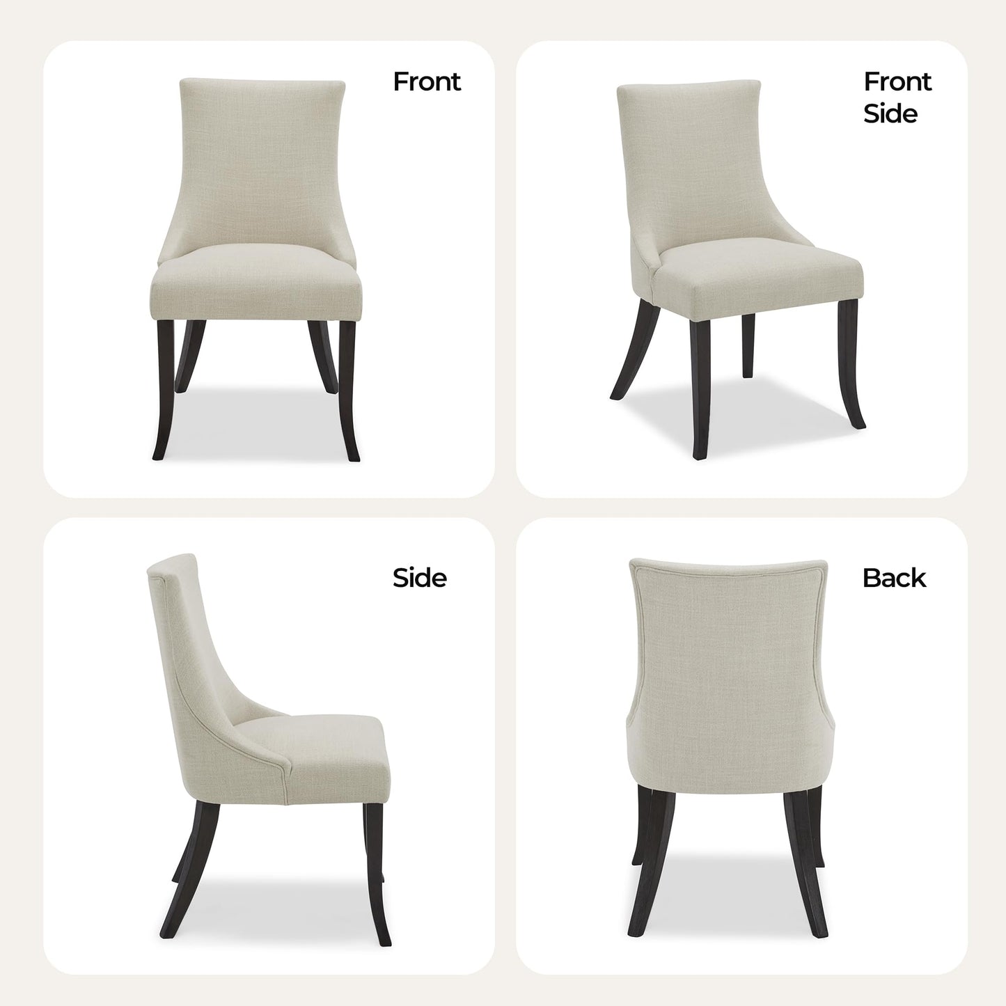 CHITA Modern High Back Dining Room Chairs Set of 2, Farmhouse Upholstered Dining Chairs, Fabric in Linen
