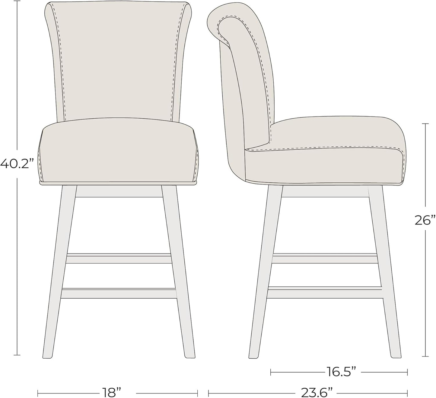 CHITA 30 Inch Counter Height Swivel Bar Stools Set of 2, FSC Certified Modern Upholstered Faux Leather Swivel Barstool Chairs with Back, Black
