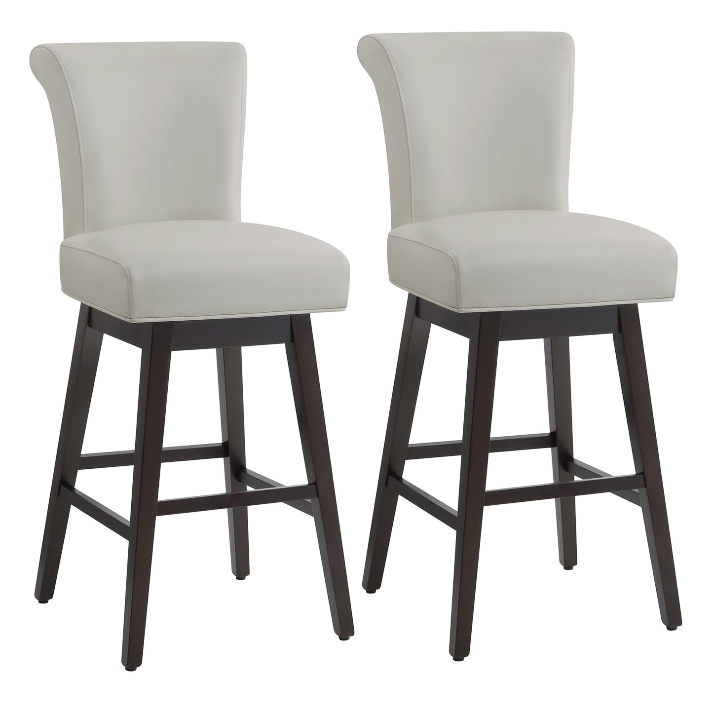 CHITA 30 Inch Counter Height Swivel Bar Stools Set of 2, FSC Certified Modern Upholstered Faux Leather Swivel Barstool Chairs with Back, Black