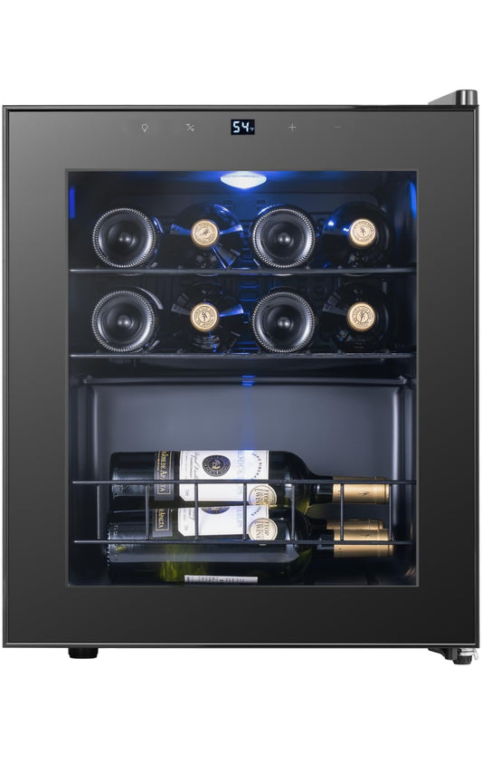Yeego 34 Bottle Wine Fridge, Freestanding Compressor Wine Cooler Refrigerator, Wine Cellar with 38-65℉ Digital Temperature Control & Double-layer Glass Door for Red and White, Champagne, Black