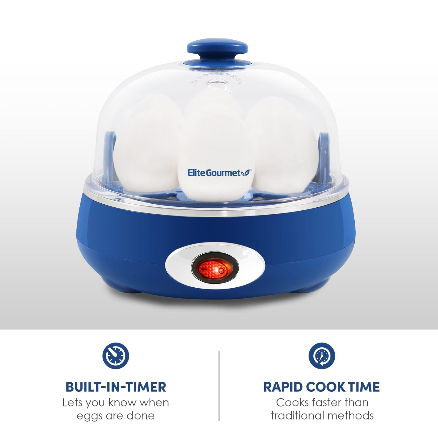 Elite Gourmet EGC115B Easy Egg Cooker Electric 7-Egg Capacity, Soft, Medium, Hard-Boiled Egg Cooker with Auto Shut-Off, Measuring Cup Included, BPA Free, Classic Black