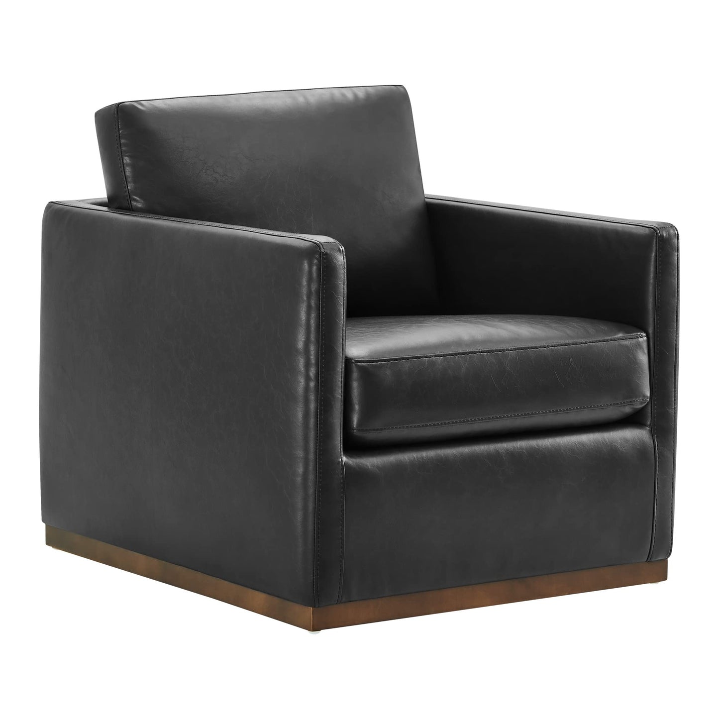 CHITA Genuine Leather Swivel Accent Chair, FSC Certified Mid Century Modern Arm Chair for Living Room and Bedroom, Fully Assembled, Saddle