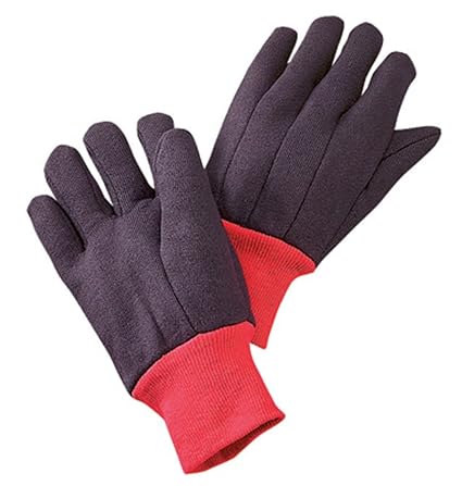 Radnor X-Large Brown 13 Ounce 25% Cotton/75% Polyester Jersey Gloves With Red Knitwrist Fleece Lining (12 Pair)