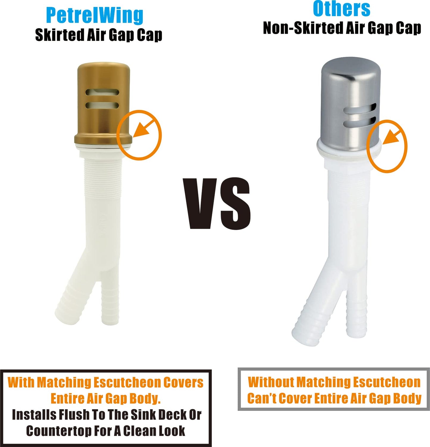 Dishwasher Air Gap Cover Black only, Skirted, Replacement Black air gap dishwasher,Solid Brass,Matte Black Finish