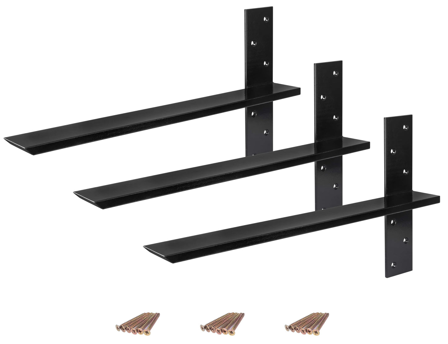 (3-Pack) Free Hanging T Shelf Bracket, Solid Heavy Duty Steel Knee Wall Hidden Granite Countertop Support Floating Bracket Hardware, Universal ,3 Count,18 Inch , DIY Projects , Screws Included