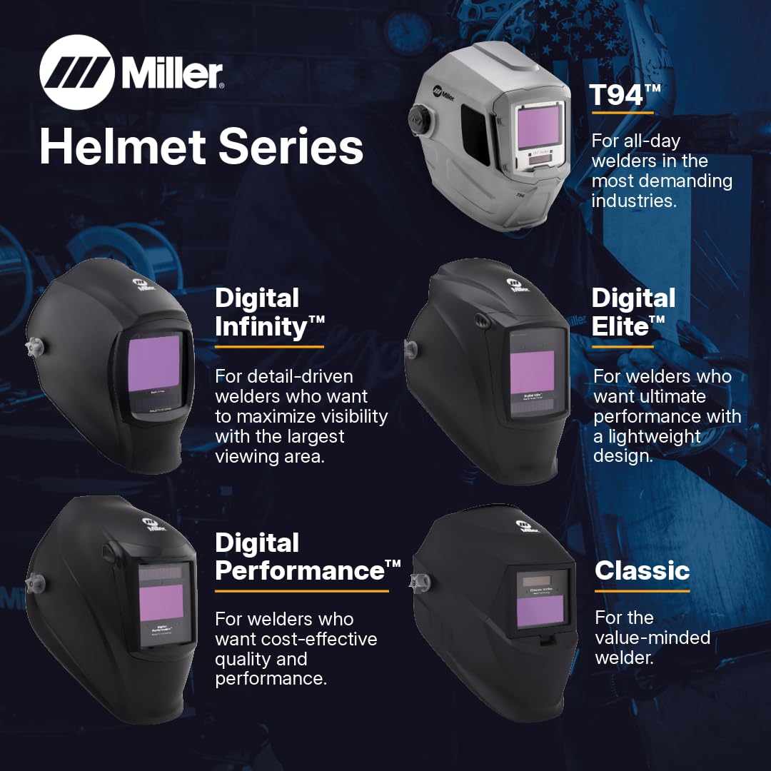 Miller Digital Elite™ Welding Helmet, ClearLight™ 4X Lens, Black (QR) | For welders who want the ultimate performance with a lightweight design; professional welding hood
