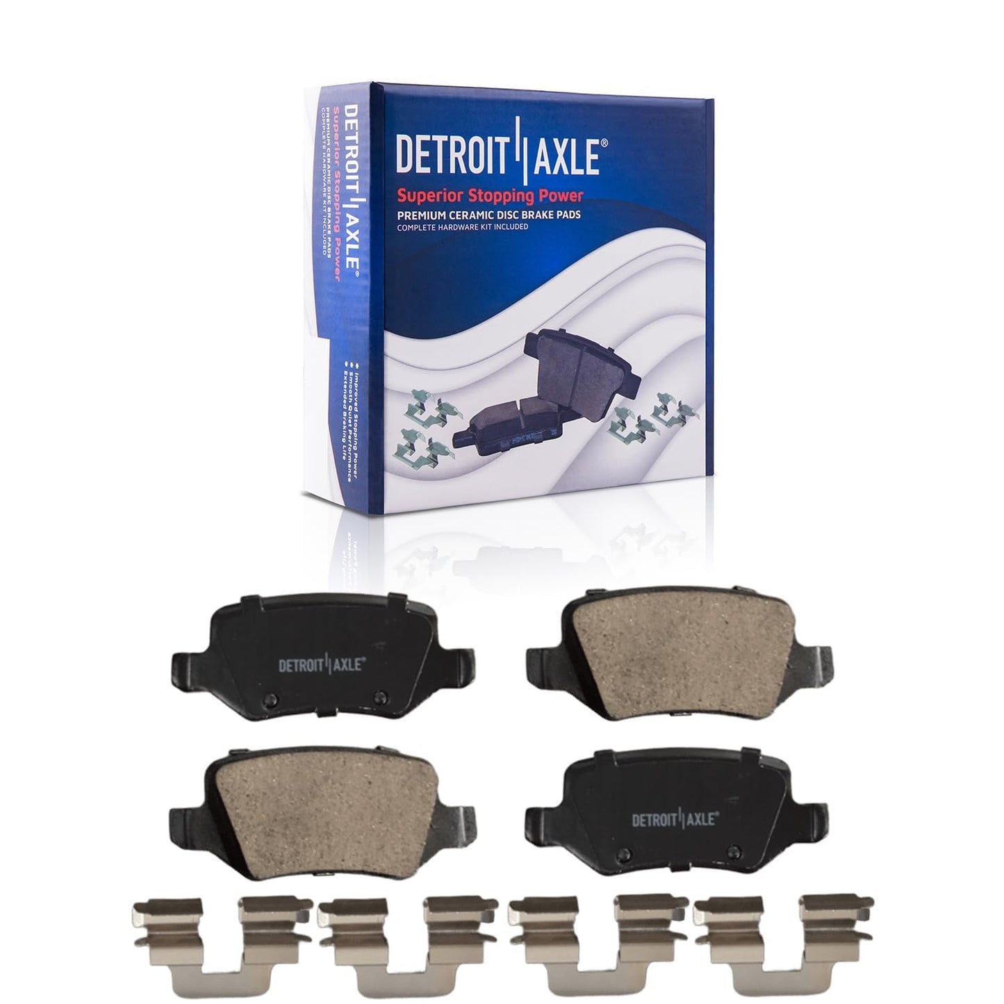 Detroit Axle - Rear Brake Pads for 2019-2024 Chevy Silverado 1500 GMC Sierra 1500, 2021-2024 Tahoe Suburban Yukon XL Cadillac Escalade ESV, Canyon LYRIQ Colorado, Ceramic Brake Pads with Hardware