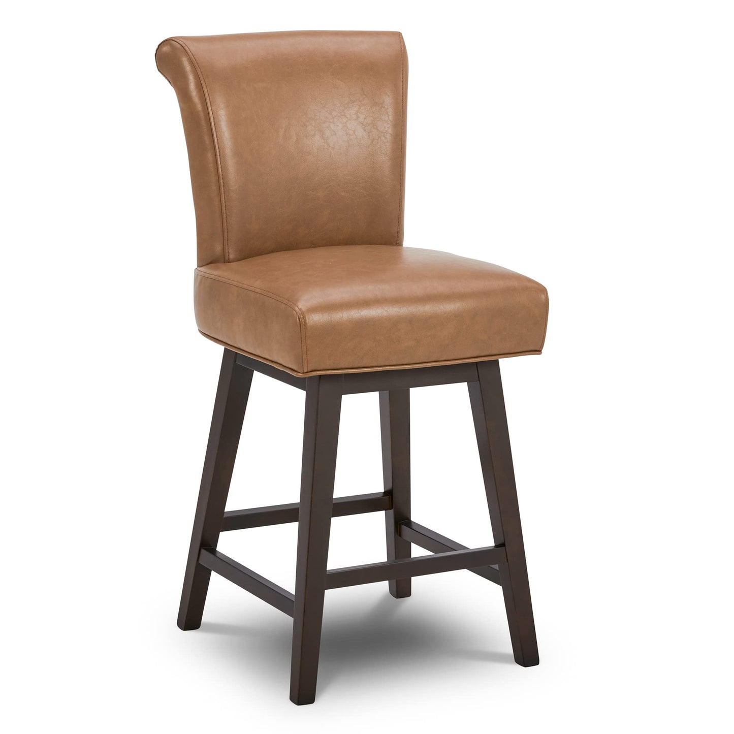 CHITA 30 Inch Counter Height Swivel Bar Stools Set of 2, FSC Certified Modern Upholstered Faux Leather Swivel Barstool Chairs with Back, Black
