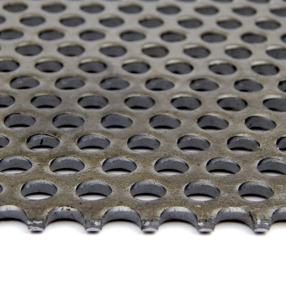 A36 Carbon Steel Perforated Sheet, Unpolished (Mill) Finish, Hot Rolled, Staggered 0.1875" Holes, ASTM A36, 0.06" Thickness, 16 Gauge, 24" Width, 24" Length, 0.25" Center to Center, OnlineMetals