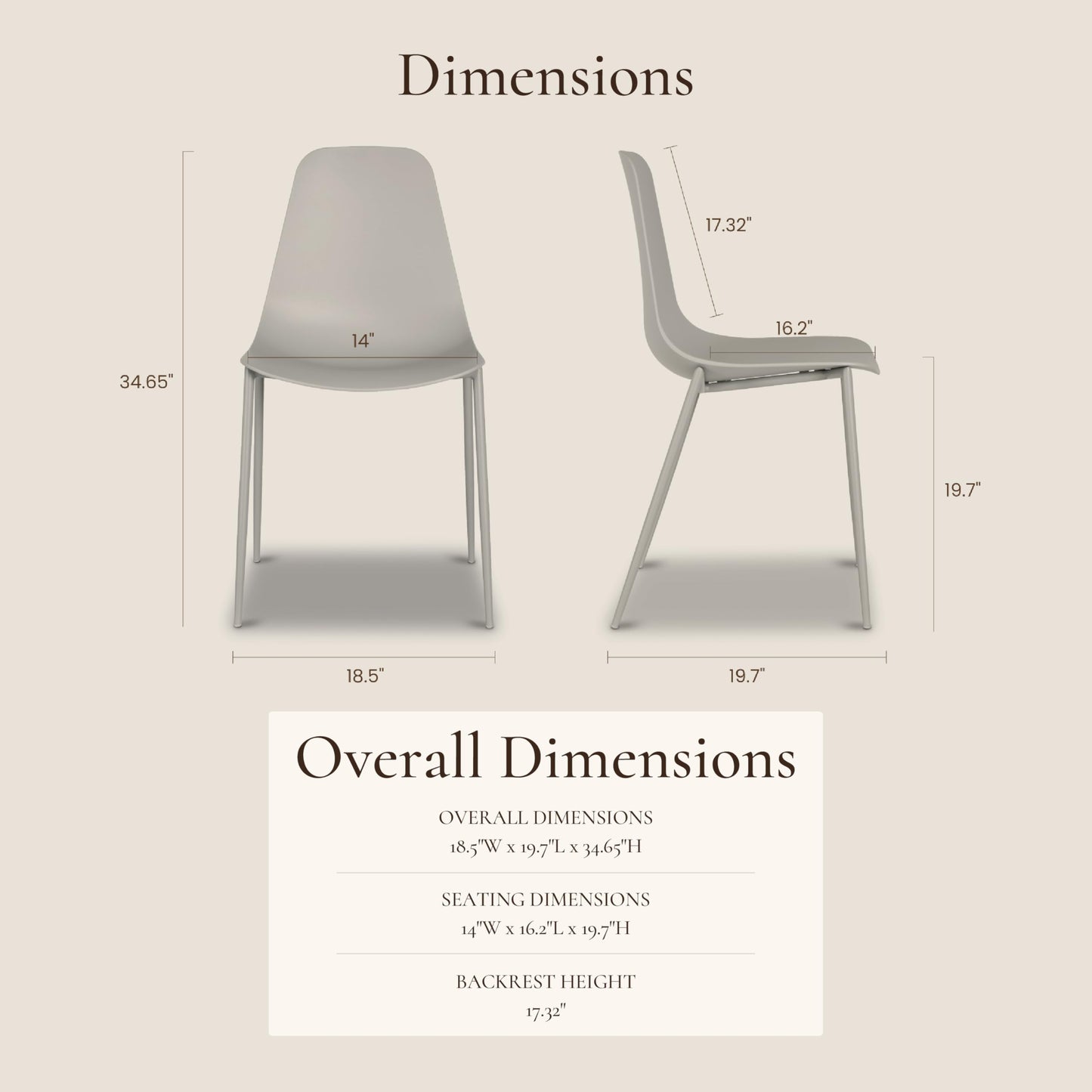 POLY & BARK Isla Modern Dining Chairs Set of 4 – Mid Century Modern Plastic Dining Chair with Metal Legs – Kitchen & Dining Room Chairs – Indoor/Outdoor – White