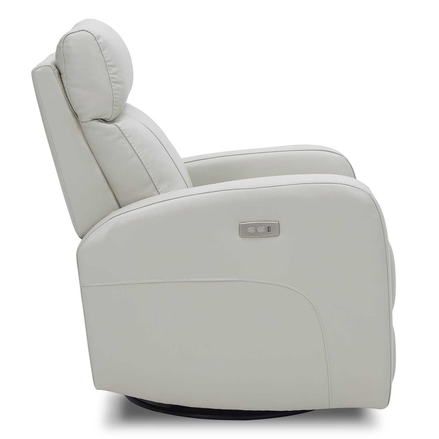 CHITA Genuine Leather Power Recliner Chair for Adults, FSC Certified Electric Nursery Swivel Glider for Living Room, Camel Brown