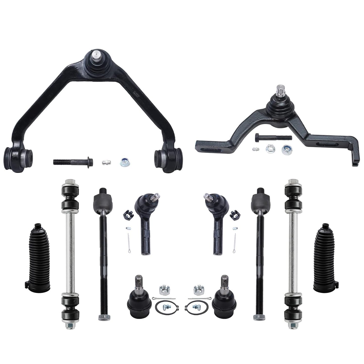 Detroit Axle - 12pc Front End Kit for 07-13 Chevy Silverado 1500 GMC Sierra | Suburban Yukon XL 1500 Tahoe Escalade ESV EXT, 2 Upper Control Arms 2 Sway Bars 4 Tie Rods 2 Lower Ball Joints 2 Boots