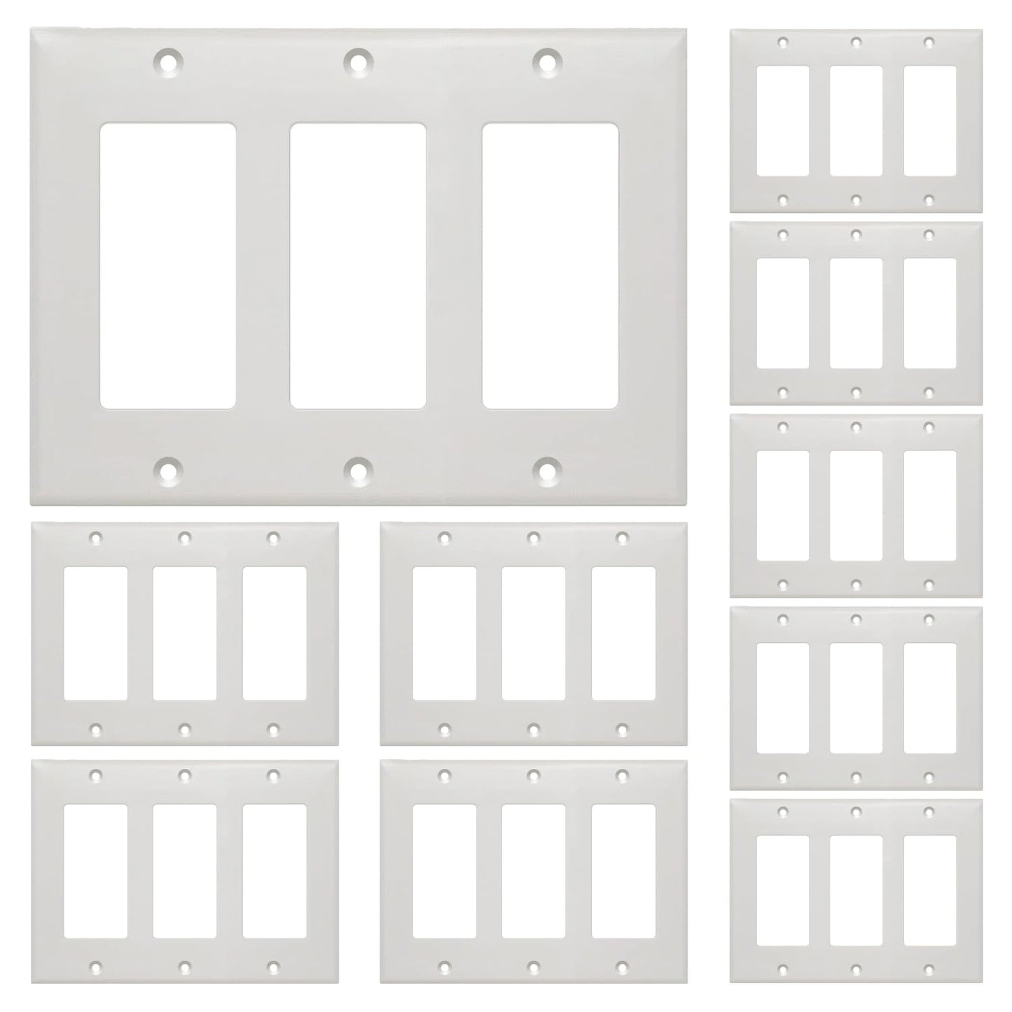 Cmple - Decorator Wall Plate Insert 1-Gang Decorative Single Gang Faceplate Standard Jack Wall Plate Keystone - 3-Port