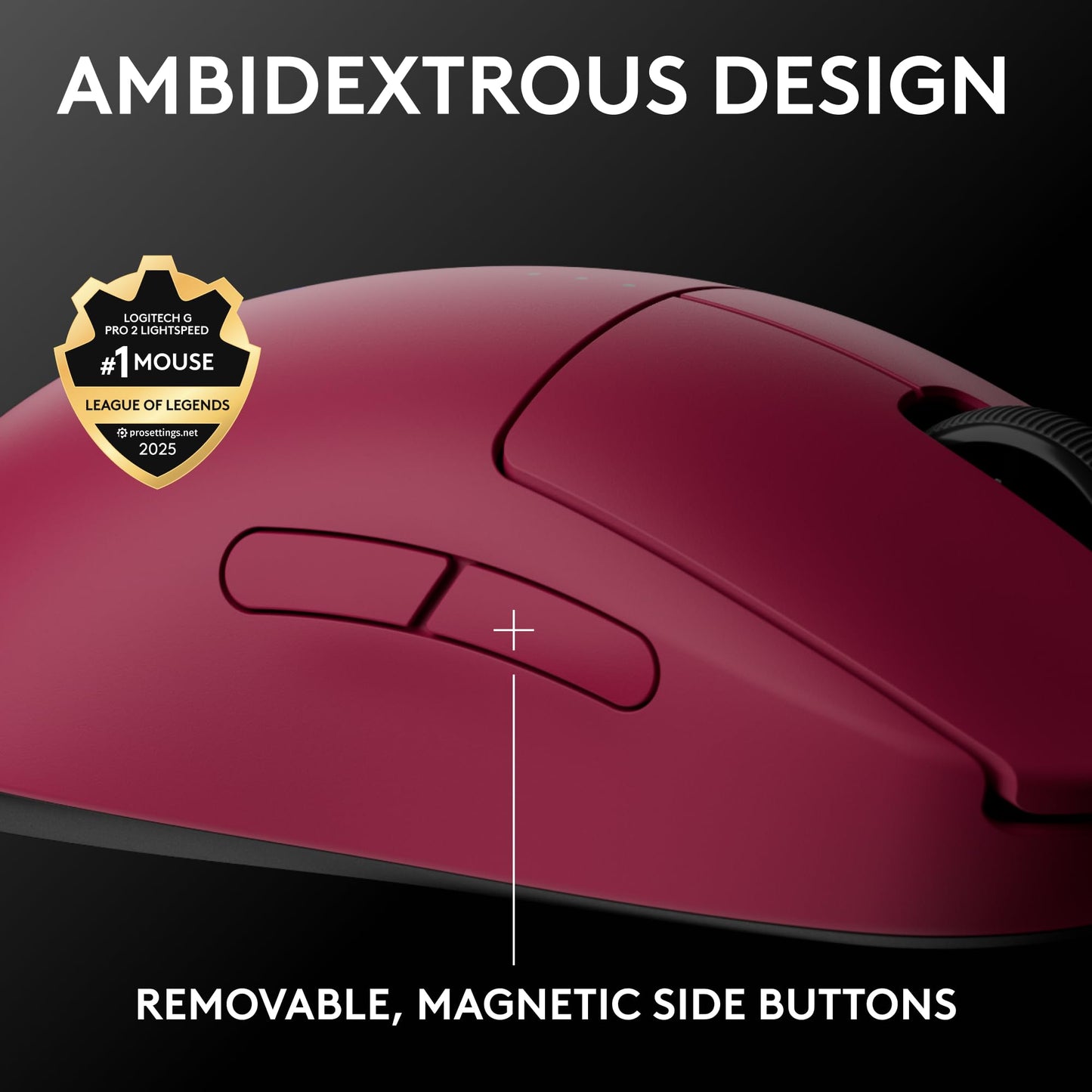 Logitech G PRO 2 Lightspeed Wireless Gaming Mouse, Right- or Left-Handed Mouse with up to 4 Customizable and Switchable Magnetic Side Buttons, 44K DPI Sensor, USB-C Charging, for PC/Mac - Black