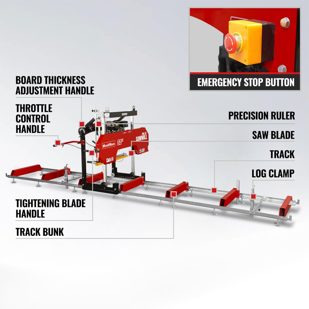 MechMaxx 22" Portable Sawmill, 13' Track Length, 18" Board Width, SM-22