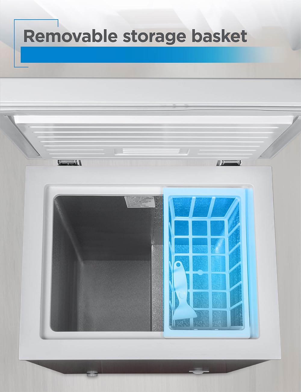 BLACK+DECKER 19.8 Cu. Ft. Chest Freezer, Deep Freezer with Top Opening, Freezer Chest with 2 Removable Storage Baskets, Mechanical Temperature Control, Manual Defrost, R600a Refrigerant,BCF1980E,White