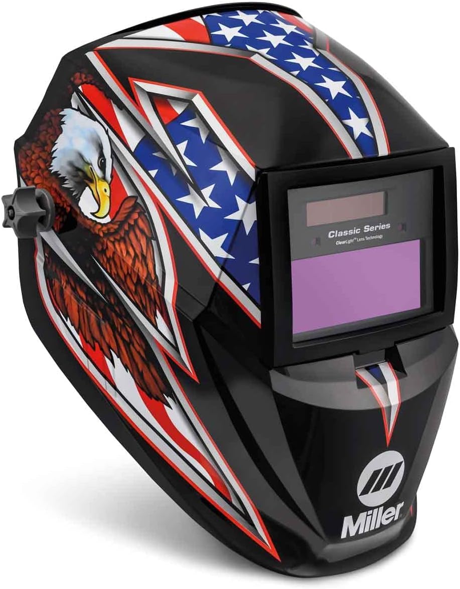 Miller Classic Series Welding Helmet, ClearLight™, Shade 8-13, Black | For the value-minded welder; TIG/MIG; variable shade 8-13; HD optics; comfortable headgear