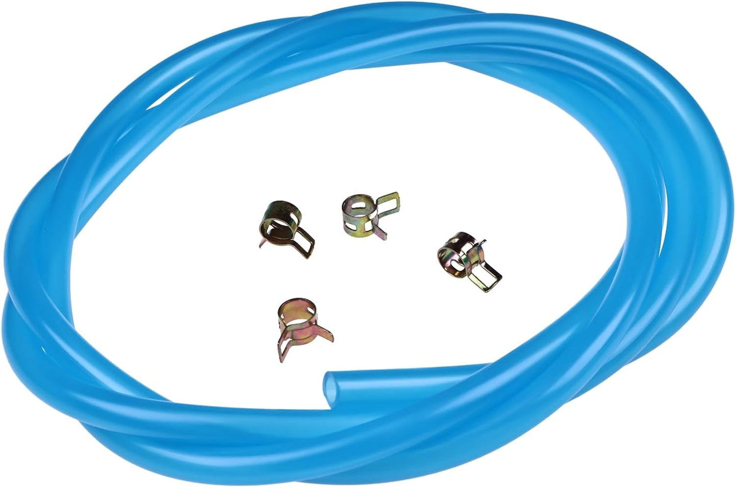 7' Long 1/4'' ID 3/8'' OD Blue Fuel Line Kit with Clamps Compatible with Small Gas Diesel Powersports Generators Engines Snowmobile Dirt Bike Quad Motorcycle Go Kart Golf Cart
