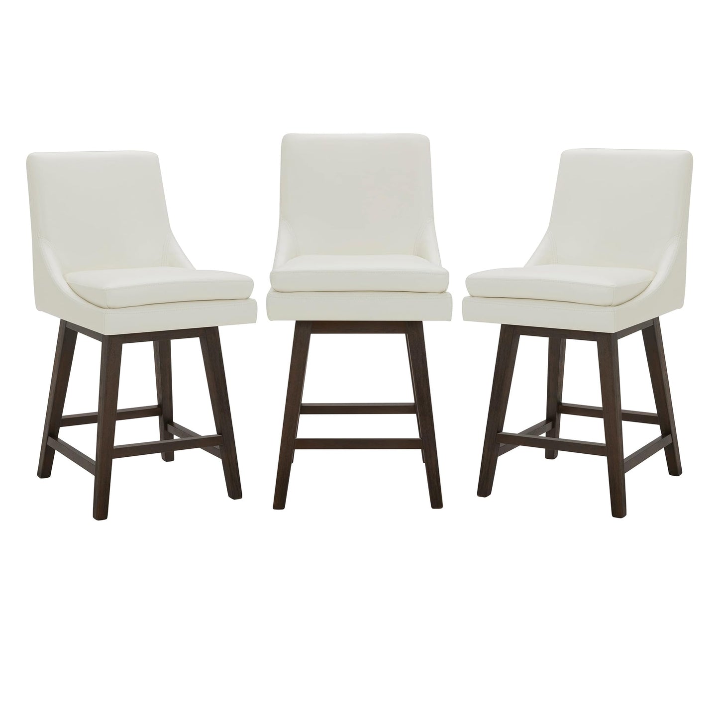 CHITA Bar Height Swivel Barstool with Back Set of 2, FSC Certified Upholstered Bar Stool, 30.7" H Seat Height, Fabric in Ivory