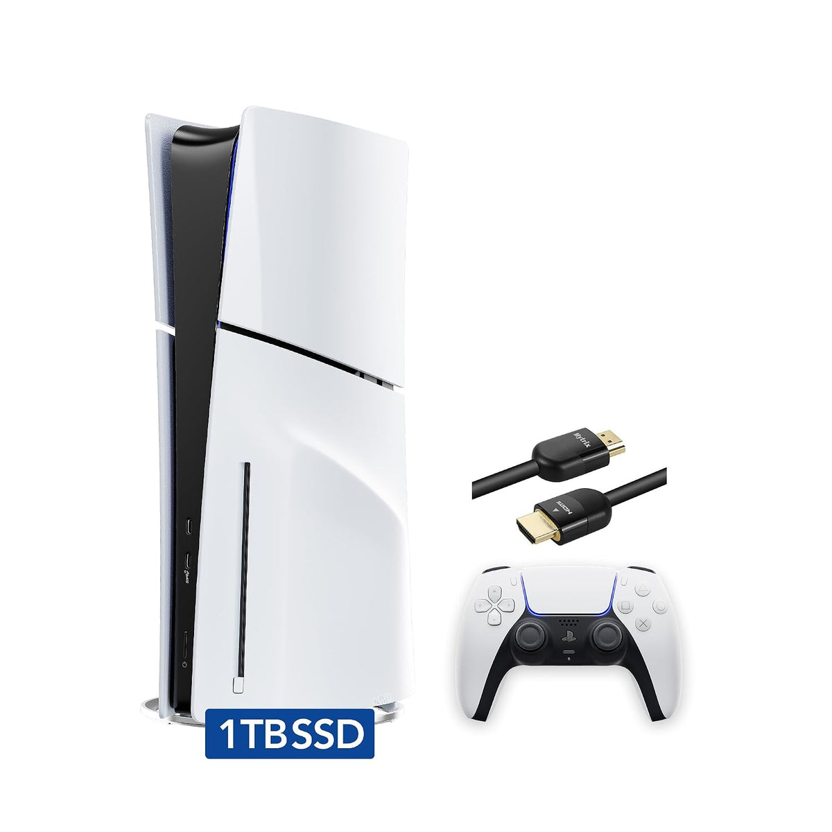 PlayStation 5 Slim Disc with 1TB SSD Storage, Wireless Dualsense Controller - PS5 Gaming System, White (Renewed) [video game]