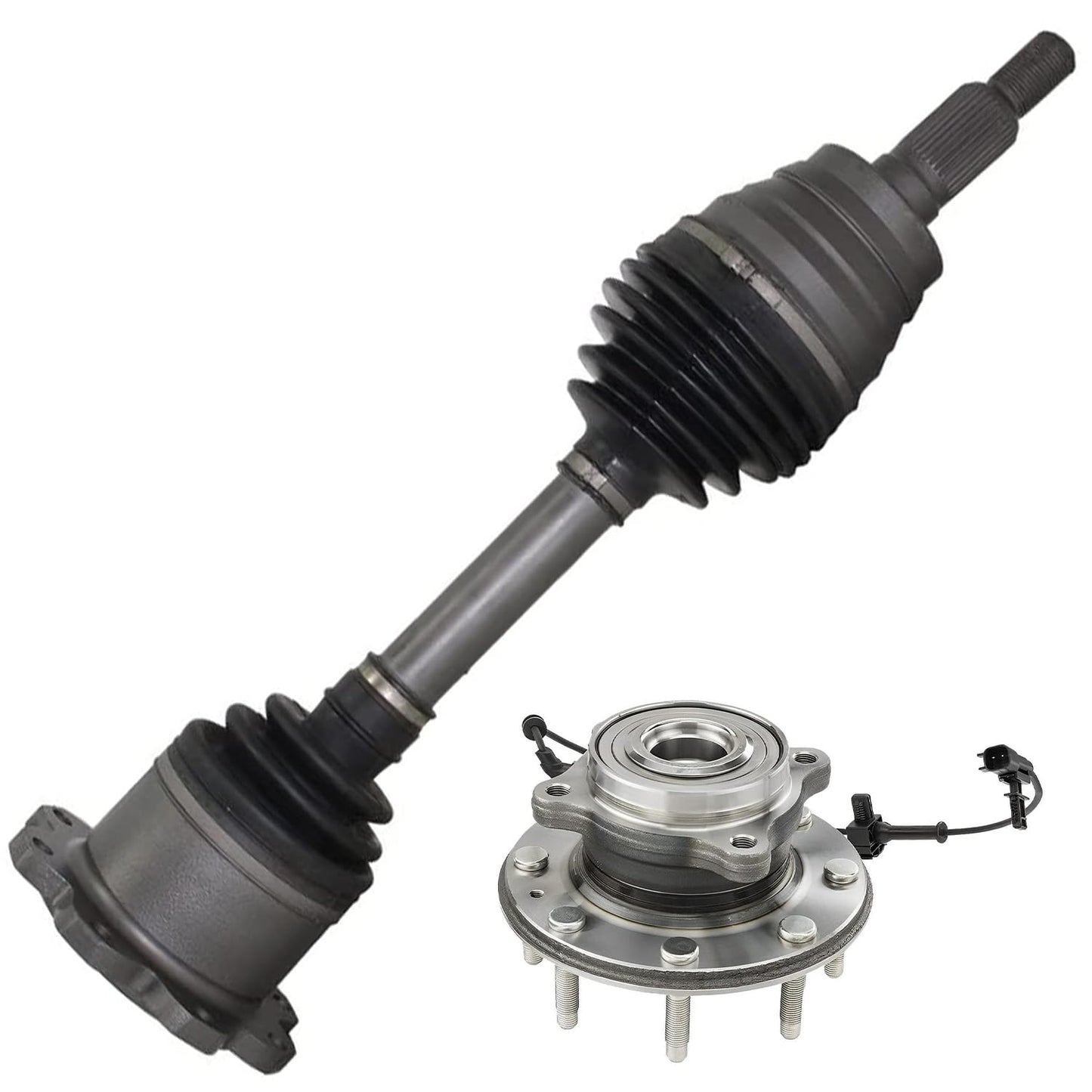 Detroit Axle - 4WD 2 Front CV Axle Shafts for 2007-2020 Chevy Silverado 1500 GMC Sierra Suburban Yukon XL 1500 Tahoe Avalanche Escalade ESV EXT 6 Lugs CV Axle Shafts Assembly Pair Replacement