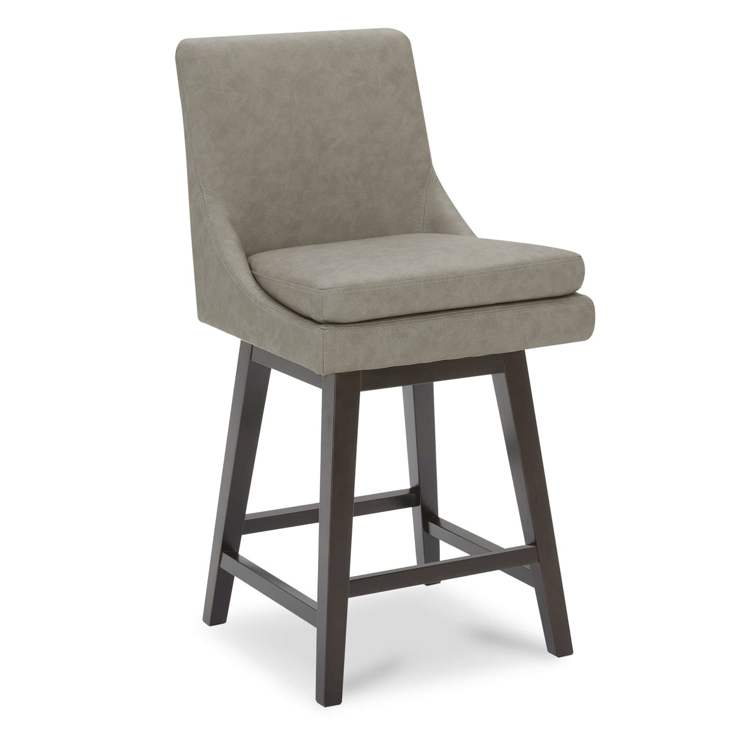 CHITA Bar Height Swivel Barstool with Back Set of 2, FSC Certified Upholstered Bar Stool, 30.7" H Seat Height, Fabric in Ivory