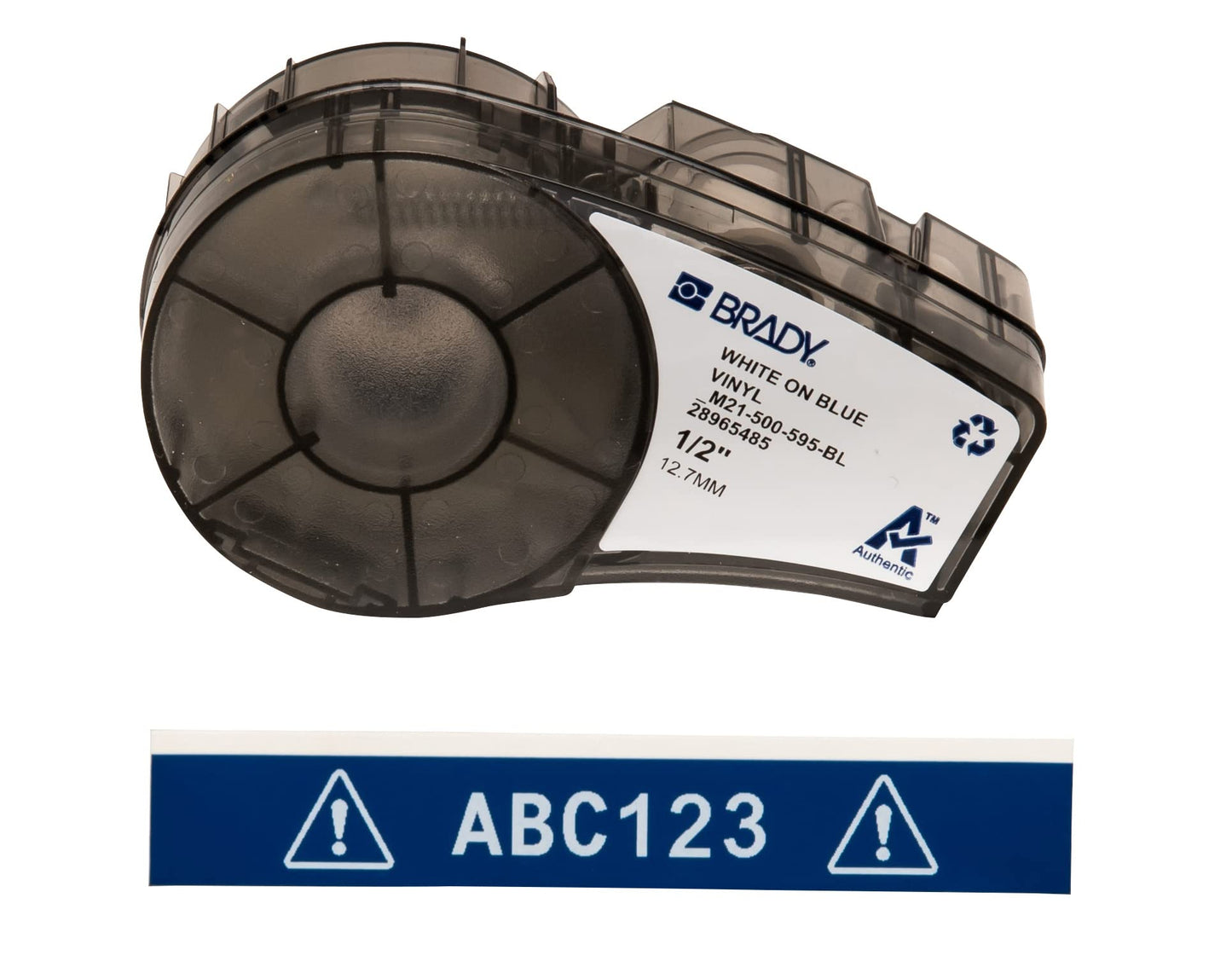 Brady Authentic (M21-750-595-WT) All-Weather Vinyl Label for Indoor/Outdoor ID, Lab and Equipment Labeling, Black on White- For M210, M210-LAB, M211, BMP21-PLUS and BMP21-LAB Printers, .75" W 21' L