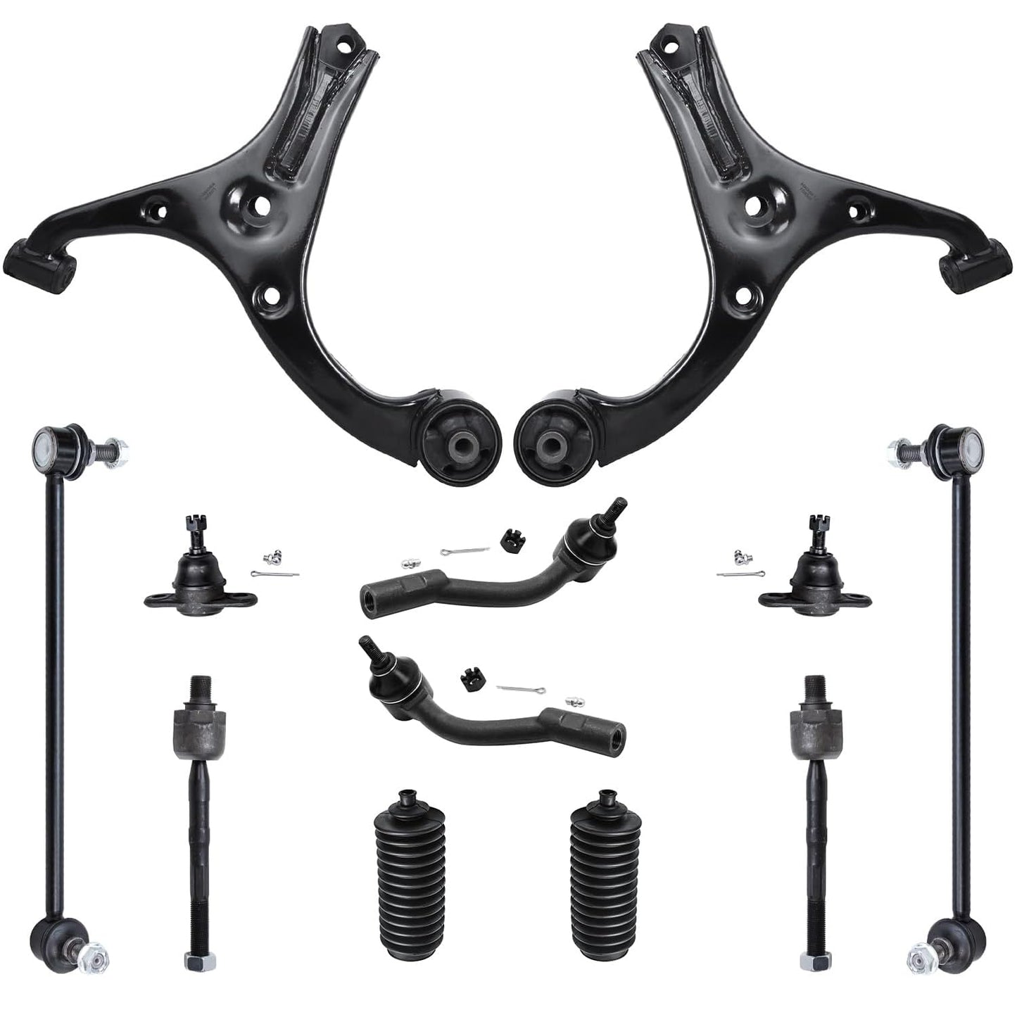 Detroit Axle - 12pc Front End Kit for 07-13 Chevy Silverado 1500 GMC Sierra | Suburban Yukon XL 1500 Tahoe Escalade ESV EXT, 2 Upper Control Arms 2 Sway Bars 4 Tie Rods 2 Lower Ball Joints 2 Boots
