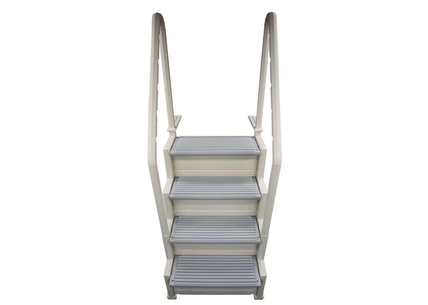 Confer Plastics Step-1X: Sturdy Above Ground Entry System with Dual Handrails and Slip-Resistant Steps, Easy Installation, Supports up to 400 lbs - Proudly Made in USA. Warm Grey with Grey Treads