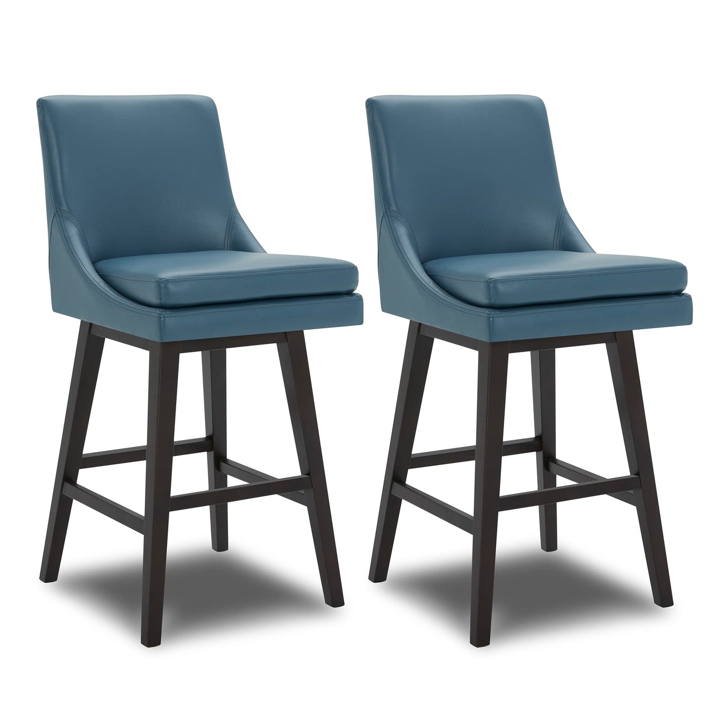CHITA Bar Height Swivel Barstool with Back Set of 2, FSC Certified Upholstered Bar Stool, 30.7" H Seat Height, Fabric in Ivory