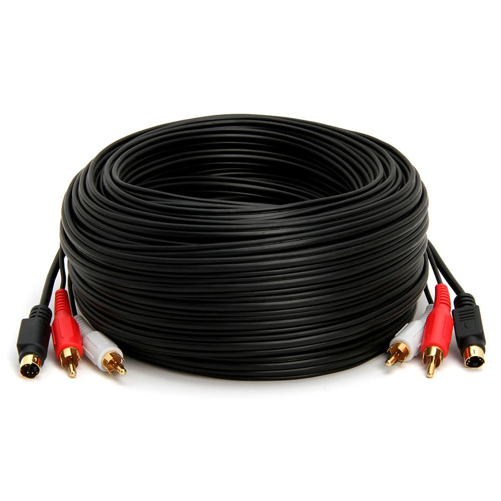 Cmple - S Video Cable 25 ft SVHS 4-PIN Video Cable Mini Din S-Video Cord for Home Theater, Camcorder, DSS Receiver, DVD Player- Black