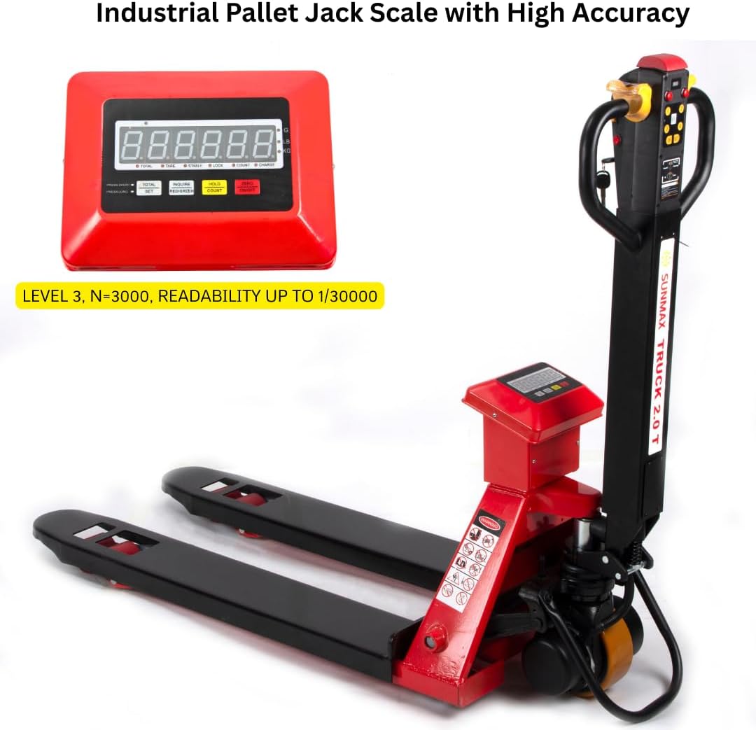 Full-Electric Pallet Jack Truck with Built-in Scale, 4400 lbs Capacity, 48" x 27" Fork Size, Electric Brake