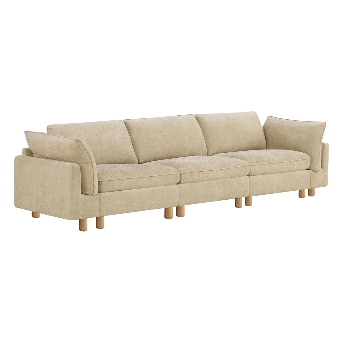 CHITA 127" Super Large Sectional Couches for Living Room, Modular Cloud Couch Sectional Sofa, Premium Fabric Couches, Down Filled, High Density Foam, Chenille in Cream, 4 Seat L Shaped