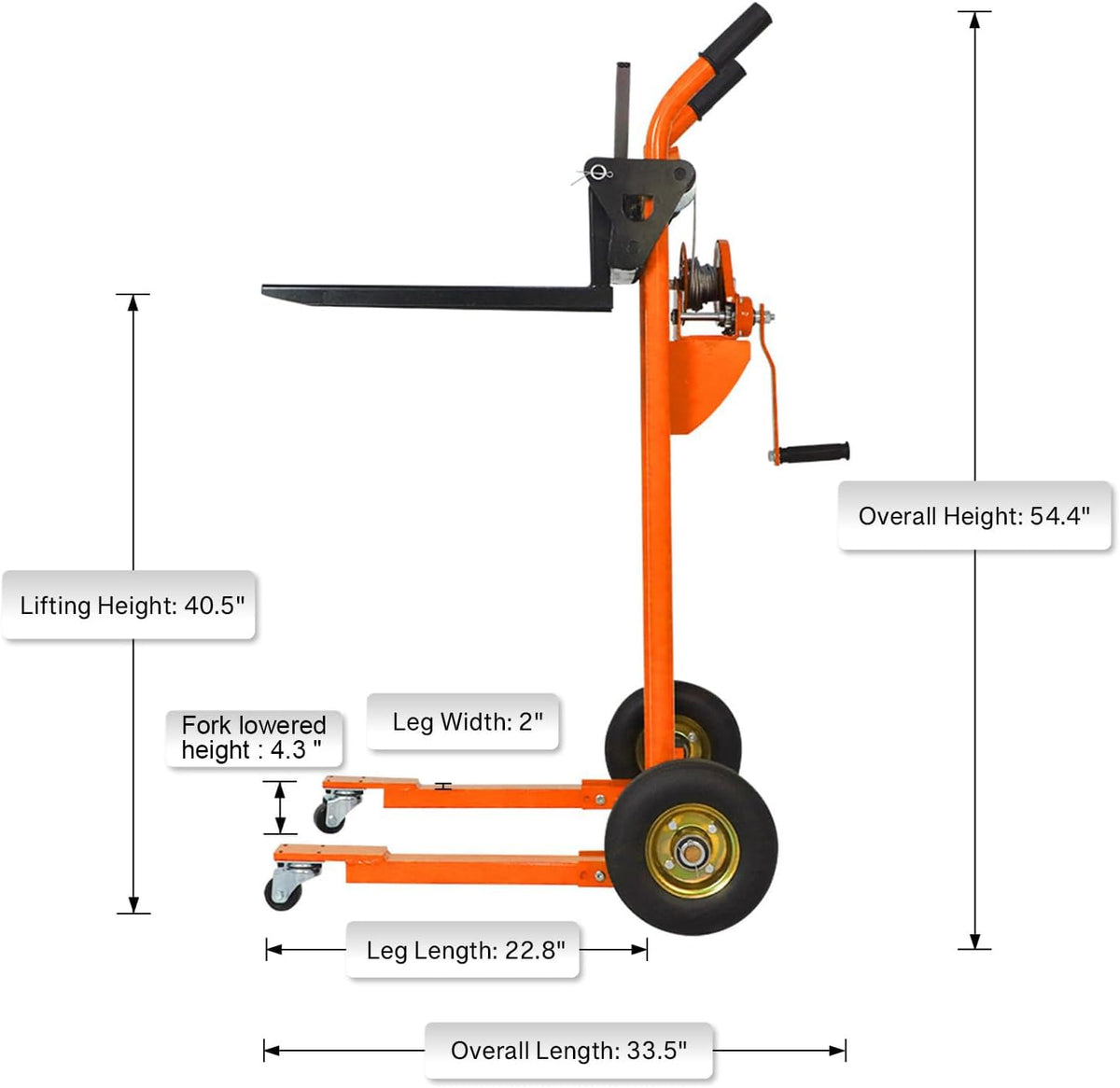 Tory Carrier Winch Stacker, 330 lbs Capacity, 40.5" Lifting Height