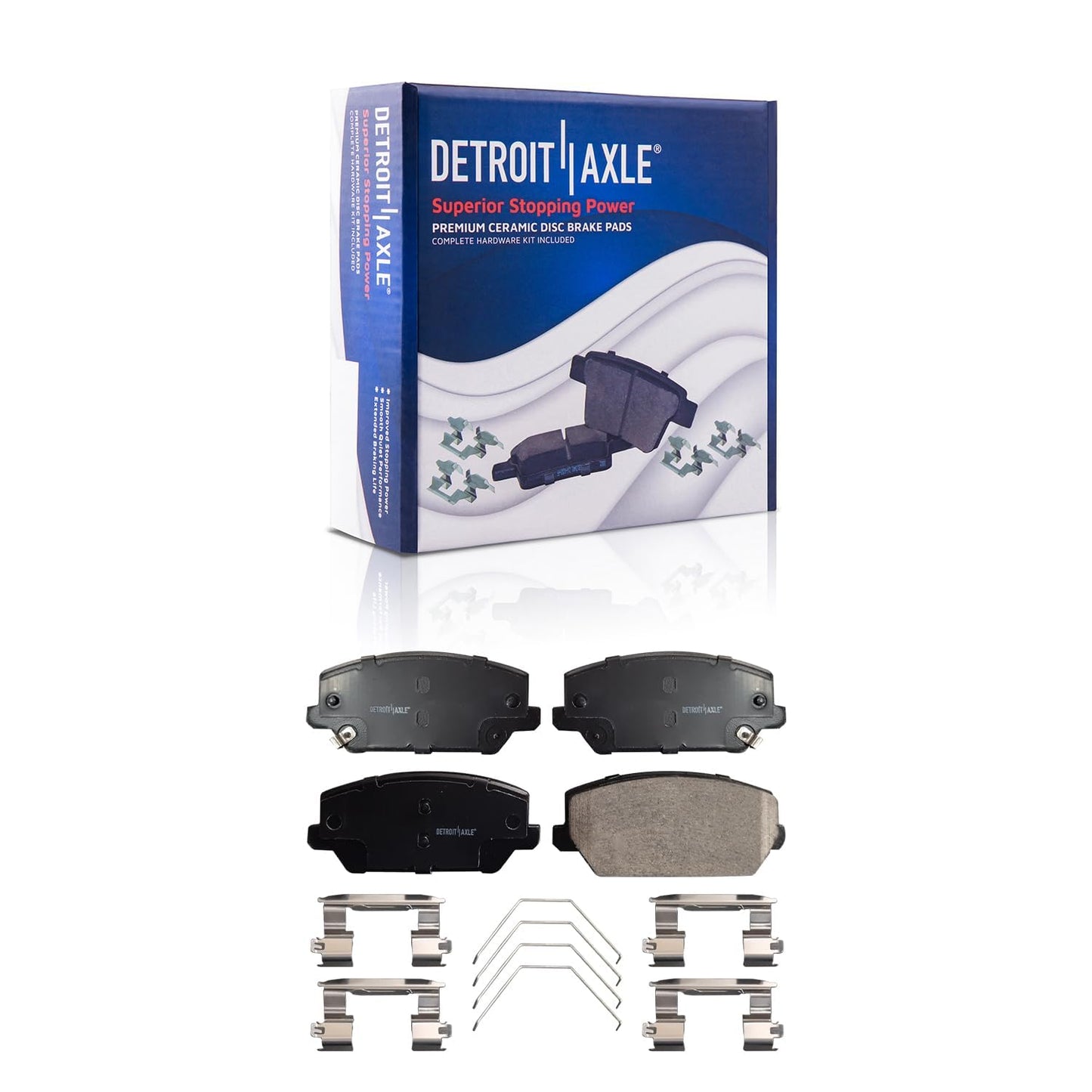 Detroit Axle - Rear Brake Pads for 2019-2024 Chevy Silverado 1500 GMC Sierra 1500, 2021-2024 Tahoe Suburban Yukon XL Cadillac Escalade ESV, Canyon LYRIQ Colorado, Ceramic Brake Pads with Hardware