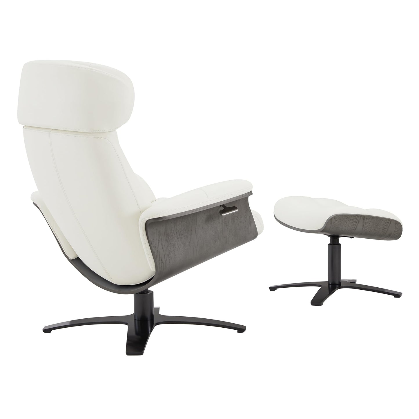 CHITA Genuine Leather Reclining Swivel Chair with Adjustable Headrest and Ottoman for Living Room, Office, Saddle