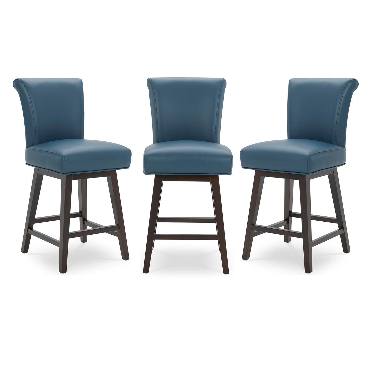 CHITA 30 Inch Counter Height Swivel Bar Stools Set of 2, FSC Certified Modern Upholstered Faux Leather Swivel Barstool Chairs with Back, Black