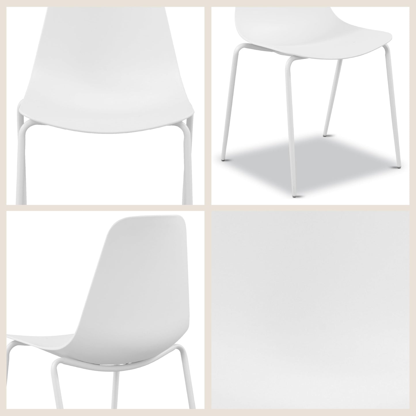 POLY & BARK Isla Modern Dining Chairs Set of 4 – Mid Century Modern Plastic Dining Chair with Metal Legs – Kitchen & Dining Room Chairs – Indoor/Outdoor – White
