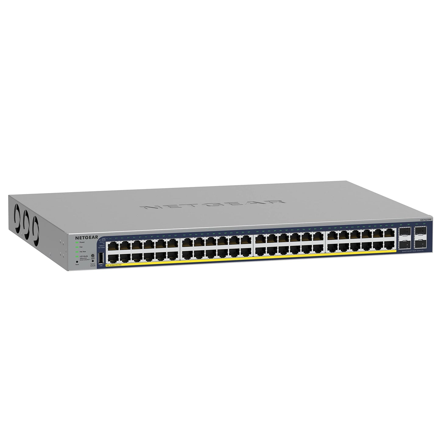 NETGEAR 52-Port PoE Gigabit Ethernet Smart Switch (GS752TPP) - Managed, Optional Insight Cloud Management, 48 x PoE+ @ 760W, 4 x 1G SFP, Desktop or Rackmount