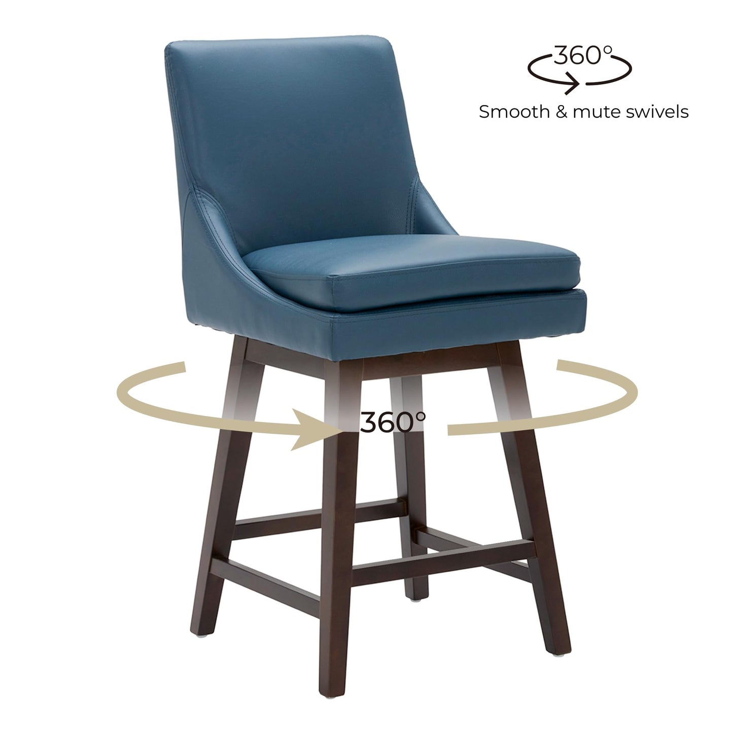 CHITA Bar Height Swivel Barstool with Back Set of 2, FSC Certified Upholstered Bar Stool, 30.7" H Seat Height, Fabric in Ivory