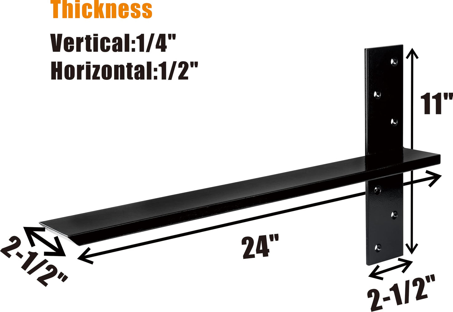 （2-Pack） Free Hanging T Shelf Bracket, Solid Heavy Duty Steel Knee Wall Hidden Granite Countertop Support Floating Bracket Hardware, Universal ,12 Inch , DIY Projects , Screws Included