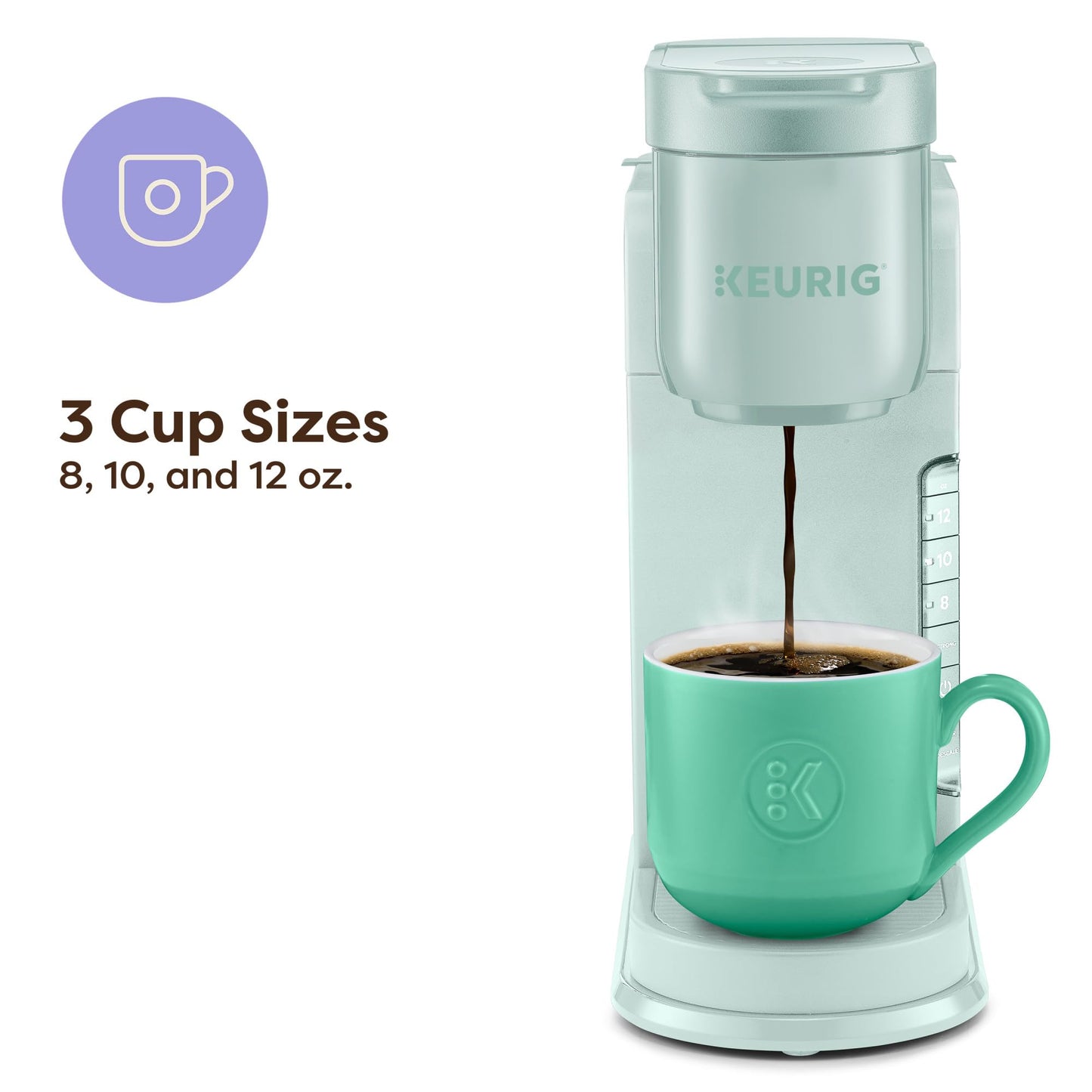 Keurig K-Express Single Serve K-Cup Pod Coffee Maker, 3 Brew Sizes, Strong Button Feature, 42oz Removable Reservoir, Mint