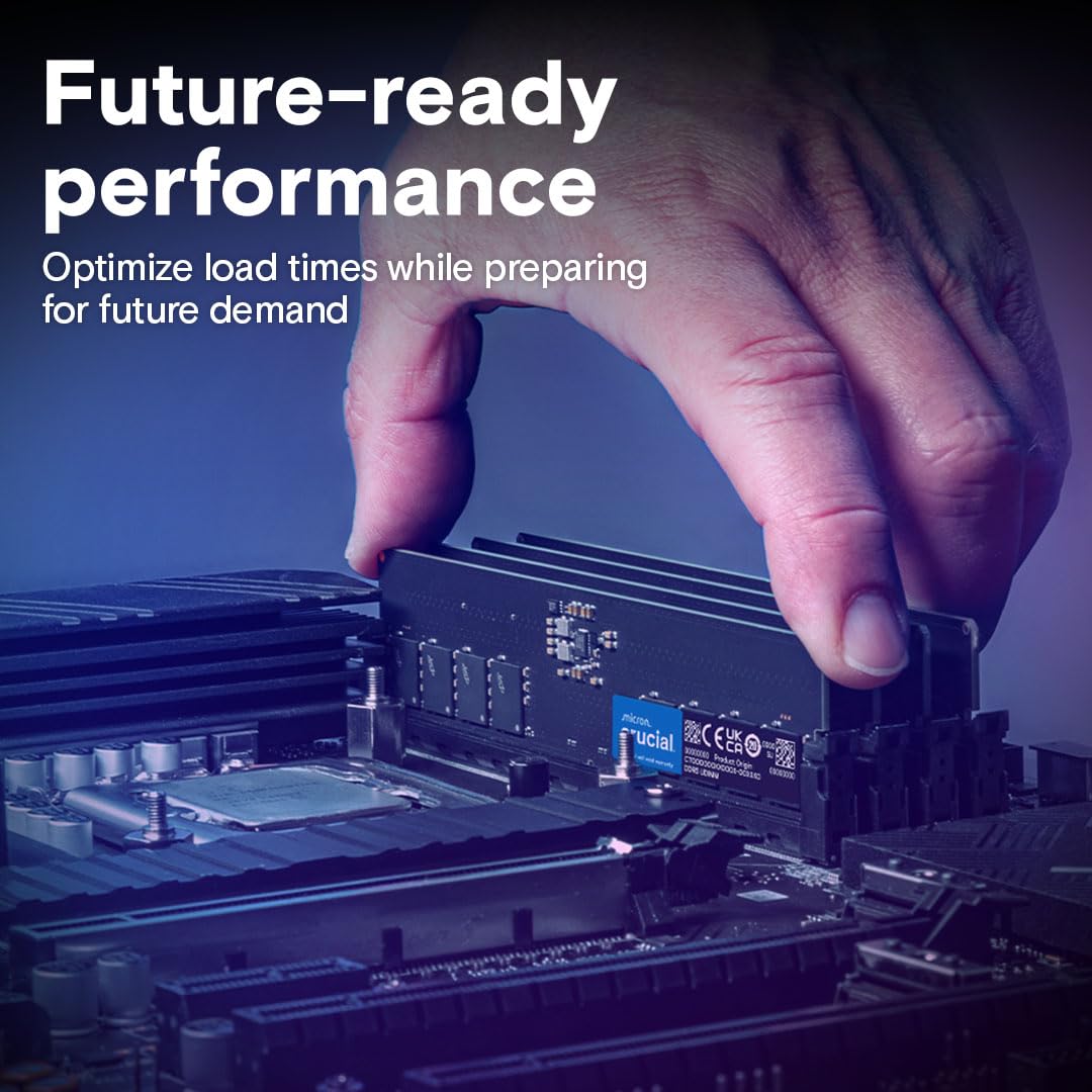 Crucial 16GB DDR5 RAM, 5600MHz (or 5200MHz or 4800MHz) Desktop Memory, UDIMM 288-Pin, Compatible with Intel Core and AMD Ryzen - CT16G56C46U5