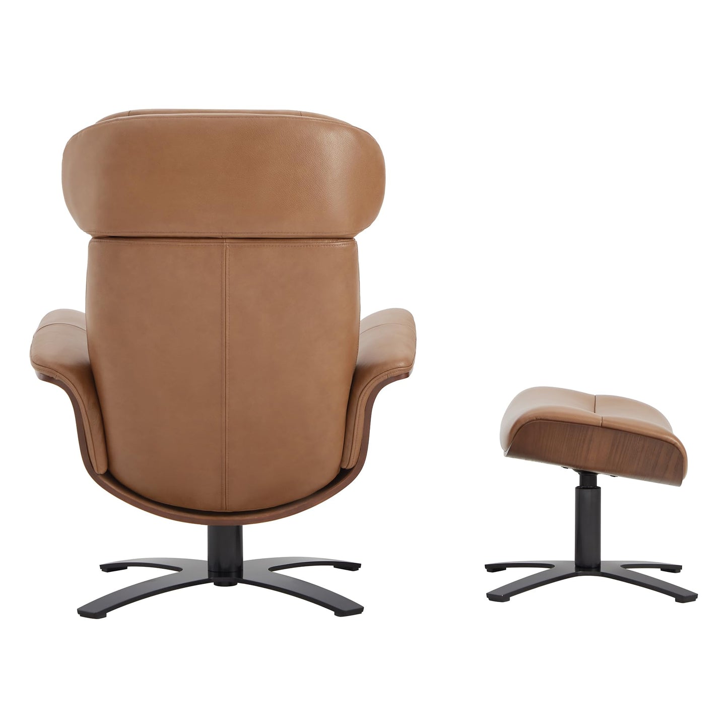 CHITA Genuine Leather Reclining Swivel Chair with Adjustable Headrest and Ottoman for Living Room, Office, Saddle