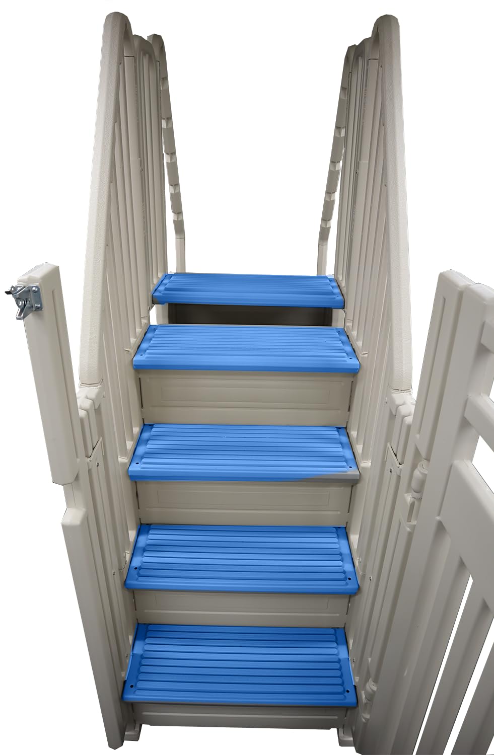 Confer Plastics Step-1X: Sturdy Above Ground Entry System with Dual Handrails and Slip-Resistant Steps, Easy Installation, Supports up to 400 lbs - Proudly Made in USA. Warm Grey with Grey Treads